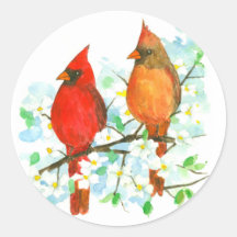 Árbol de dogwood de aves cardinales masculinas