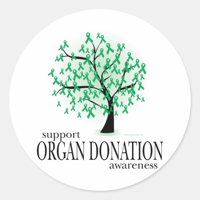Pegatina Redonda Árbol de donación de órganos (Anverso)