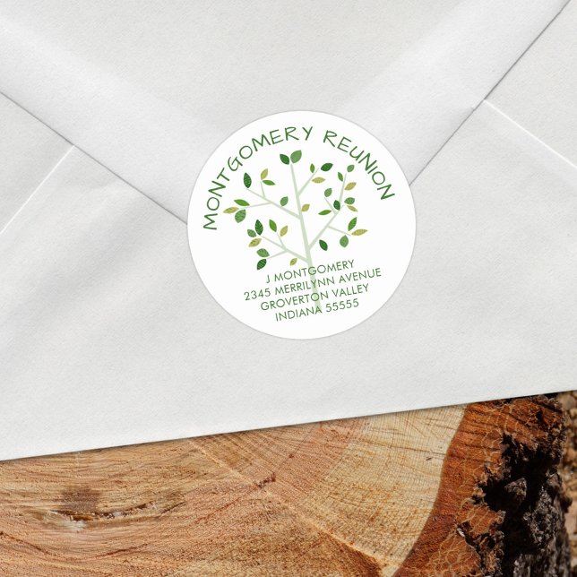 Pegatina Redonda Árbol de familia de año de reunión familiar (Subido por el creador)