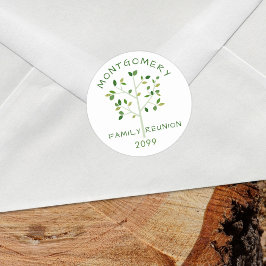 Pegatina Redonda Árbol de familia de año de reunión familiar