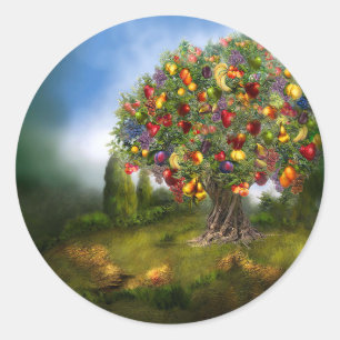 Pegatina Redonda Árbol de frutas