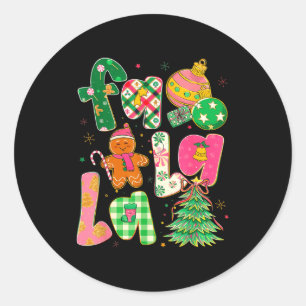 Pegatina Redonda Árbol de Jengibre Navideño Fa La La Coquette