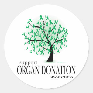 Pegatina Redonda Árbol de la donación de órganos