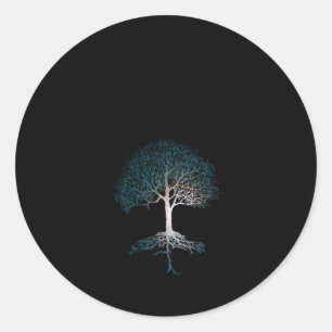 Pegatina Redonda Árbol de la noche silenciosa de la vida