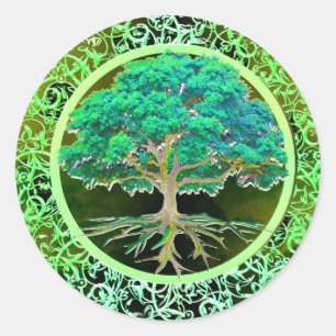 Pegatina Redonda Árbol de la salud de la vida