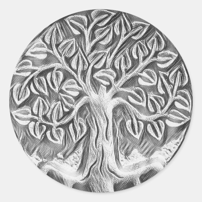 Pegatina Redonda Árbol de la Vida (Anverso)