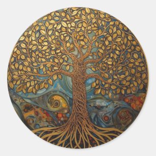 Pegatina Redonda Árbol de la Vida de William Morris Vintage Pre-Raf