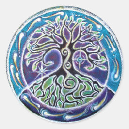 Pegatina Redonda Árbol de la Vida Enferma Mandala
