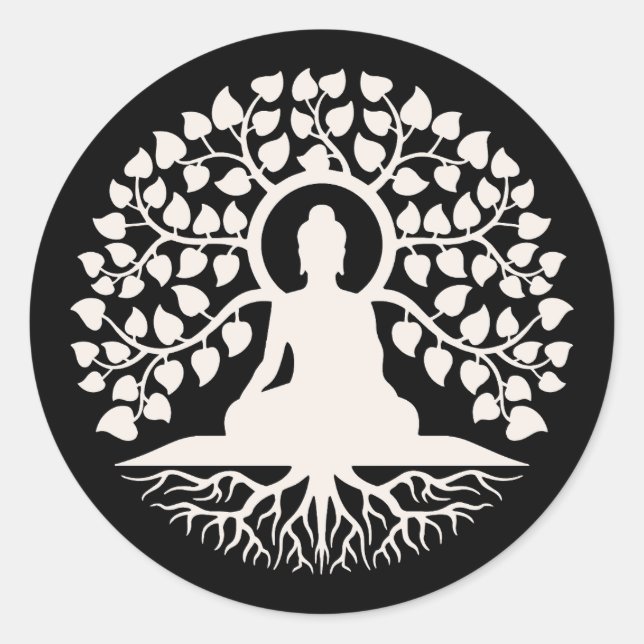 Pegatina Redonda Árbol de la Vida Espiritual Arte de Buda (Anverso)
