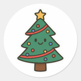 Pegatina Redonda árbol de Navidad