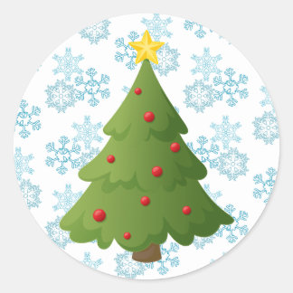 Pegatina Redonda Árbol de Navidad