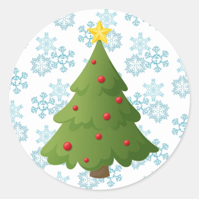 Pegatina Redonda Árbol de Navidad (Anverso)