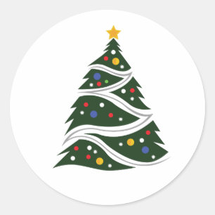 Pegatina Redonda Árbol de Navidad