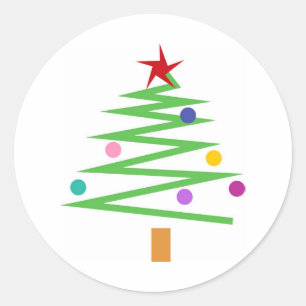 Pegatina Redonda Árbol de Navidad