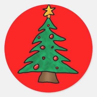 Pegatina Redonda árbol de navidad