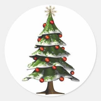 Pegatina Redonda Árbol de Navidad