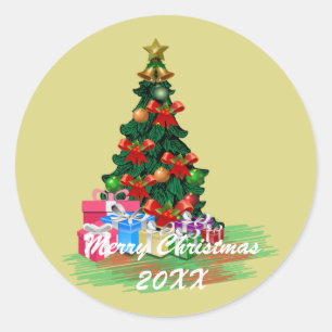 Pegatina Redonda Árbol de Navidad