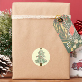 Pegatina Redonda Árbol de Navidad Ártico