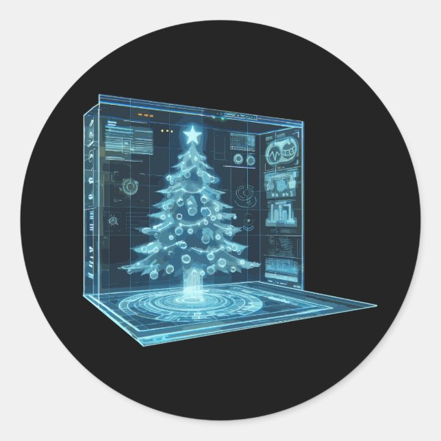 Pegatina Redonda Árbol de Navidad artificial (Anverso)