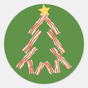 Pegatina Redonda Árbol de Navidad Bacon