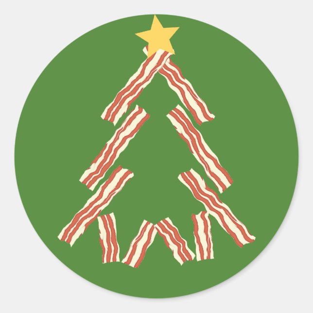 Pegatina Redonda Árbol de Navidad Bacon (Anverso)