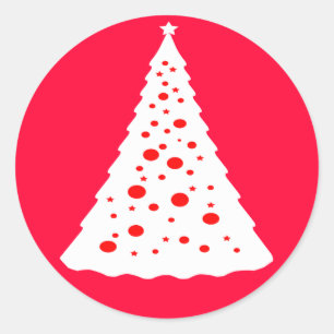 PEGATINA REDONDA ÁRBOL DE NAVIDAD BLANCO