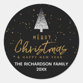 Pegatina Redonda Árbol de Navidad blanco moderno
