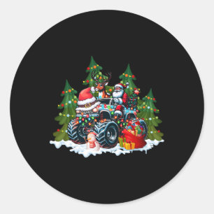Pegatina Redonda Árbol de Navidad Cute Santa Cláusula Monstruo Re