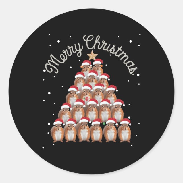 Pegatina Redonda Árbol de navidad de ardilla 2 (Anverso)