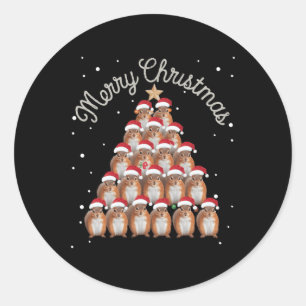 Pegatina Redonda Árbol de navidad de ardilla 2