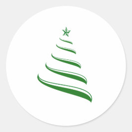Pegatina Redonda Árbol de navidad de cinta verde simple