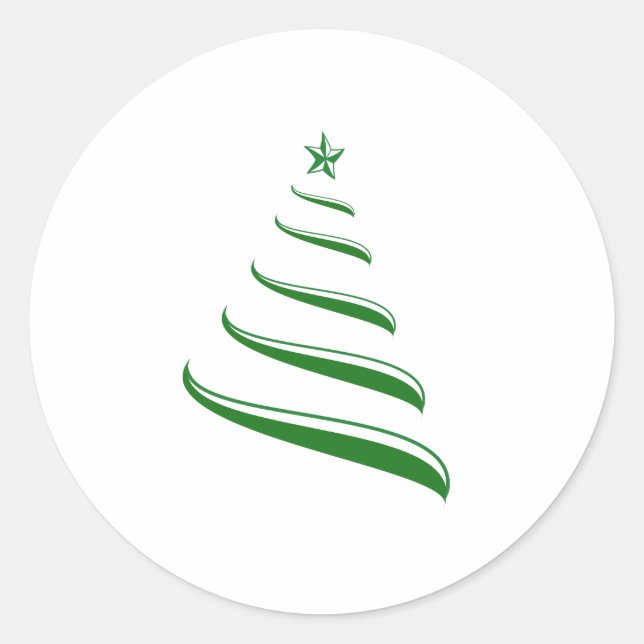 Pegatina Redonda Árbol de navidad de cinta verde simple (Anverso)