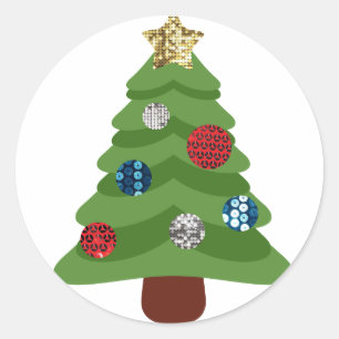 Pegatina Redonda árbol de navidad de emoji