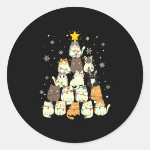 Pegatina Redonda Árbol de navidad de Feliz Navidad