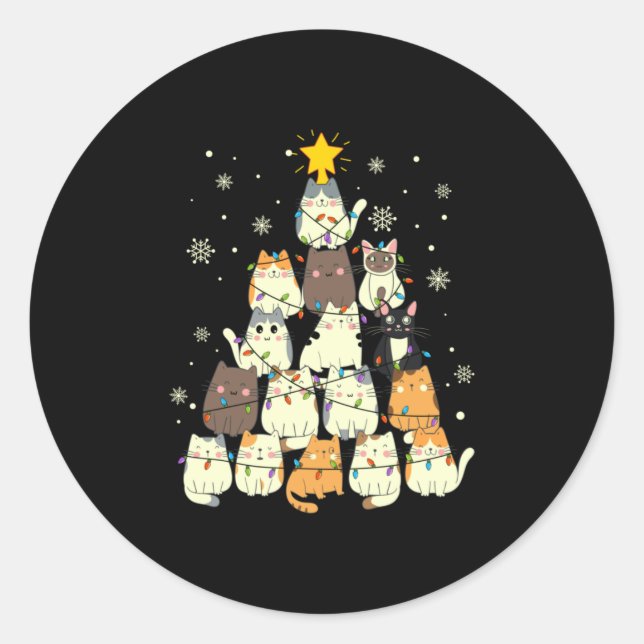 Pegatina Redonda Árbol de navidad de Feliz Navidad (Anverso)