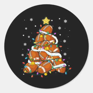 Pegatina Redonda Árbol de Navidad de fútbol enciende Santa Navidad
