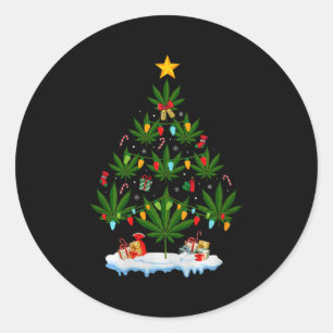 Pegatina Redonda Árbol de Navidad de hoja mala Xmas Premium Tri-b