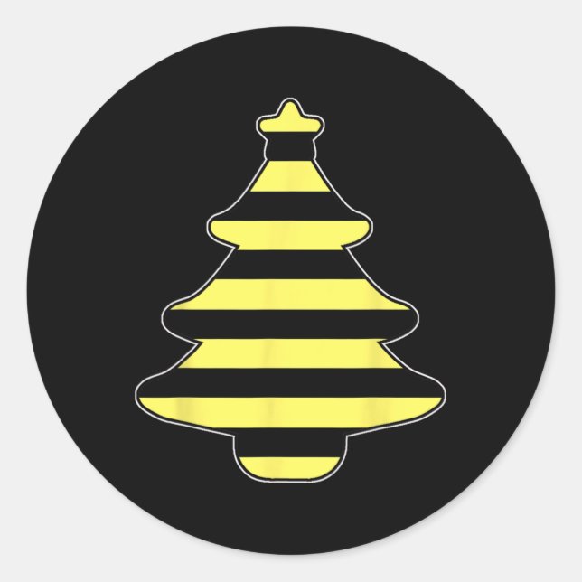 Pegatina Redonda Árbol de Navidad de impresión de abejas Pajama Xma (Anverso)