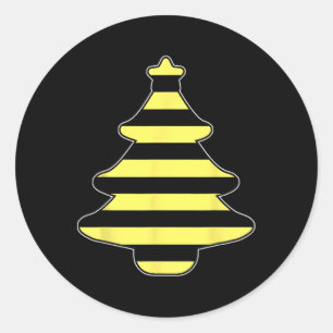 Pegatina Redonda Árbol de Navidad de impresión de abejas Pajama Xma