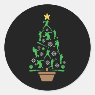 Pegatina Redonda Árbol de Navidad de jugador de béisbol