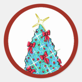 Pegatina Redonda Árbol de Navidad de KiniArt