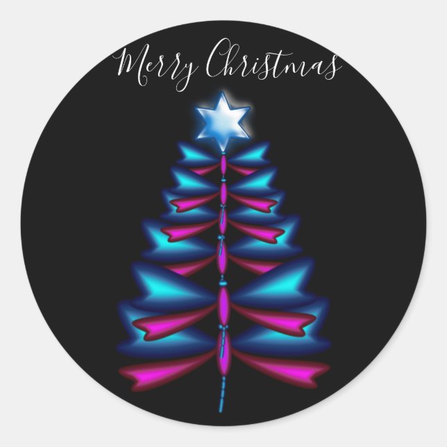 Pegatina Redonda Árbol de navidad de la libra (Anverso)