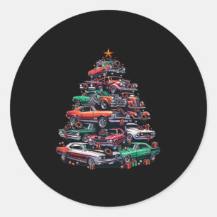 Pegatina Redonda Árbol De Navidad De La Locura Del Coche, Muslo Cli