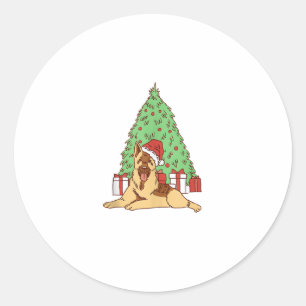 Pegatina Redonda Árbol de Navidad de perro - Navidades divertidos