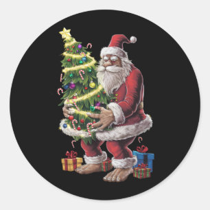 Pegatina Redonda Árbol de Navidad de pie grande enciende Navidad Sa