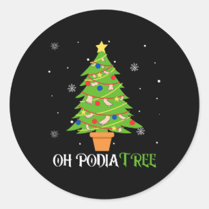 Pegatina Redonda Árbol de Navidad de Podología Podólogo Médico del 