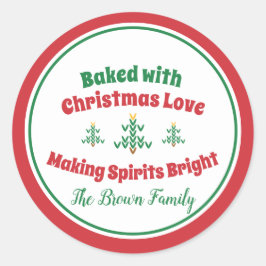 Pegatina Redonda Árbol de Navidad de punto