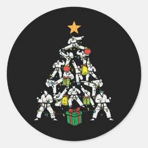 Pegatina Redonda Árbol de Navidad de Taekwondo Navidad Navidad Kara