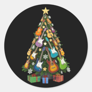 Pegatina Redonda Árbol de Navidad de teatro musical amante alegre g
