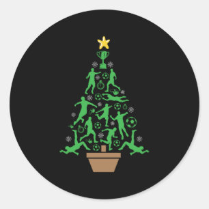 Pegatina Redonda Árbol de navidad del fútbol masculino